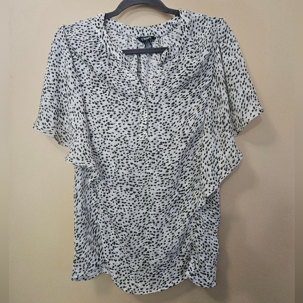 Chaps Women's Size M Animal Print Butterfly Sleeve Top